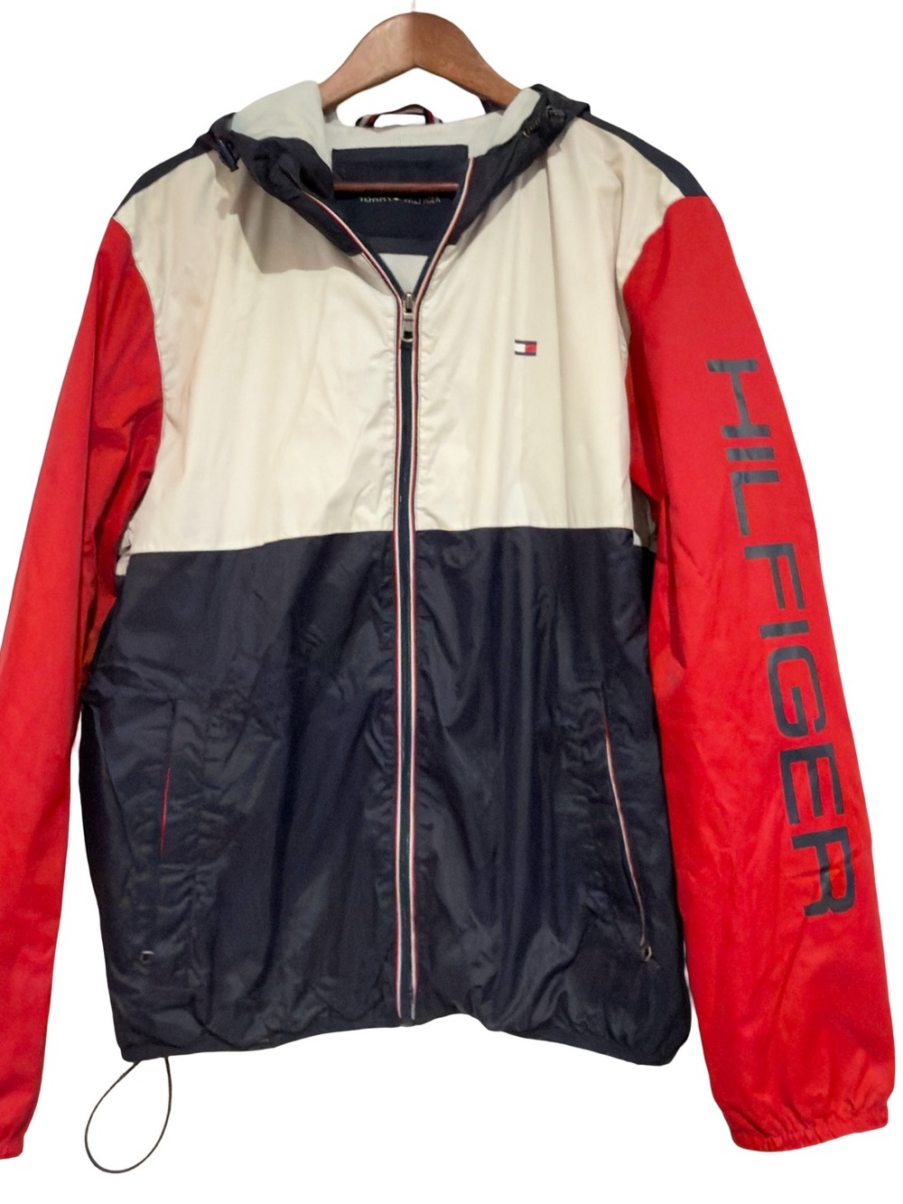 Tommy Hilfiger Men’s Colorblock Windbreaker Jacket - Red/Navy/Cream